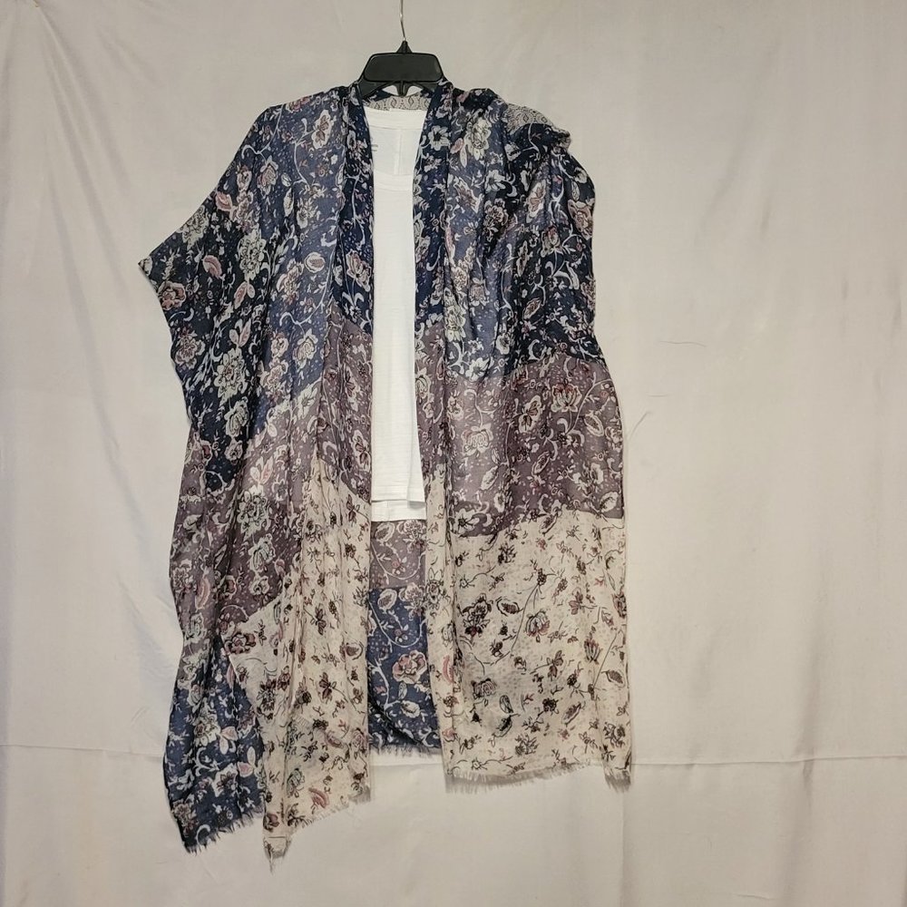 Maurices multi-patterned open front scarf duster / kimono
